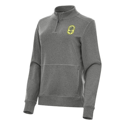 Women's Antigua Heather Black Nashville SC Crush Quarter-Zip Top