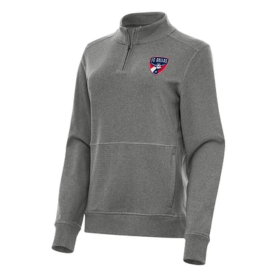 Women's Antigua Heather Black FC Dallas Crush Quarter-Zip Top