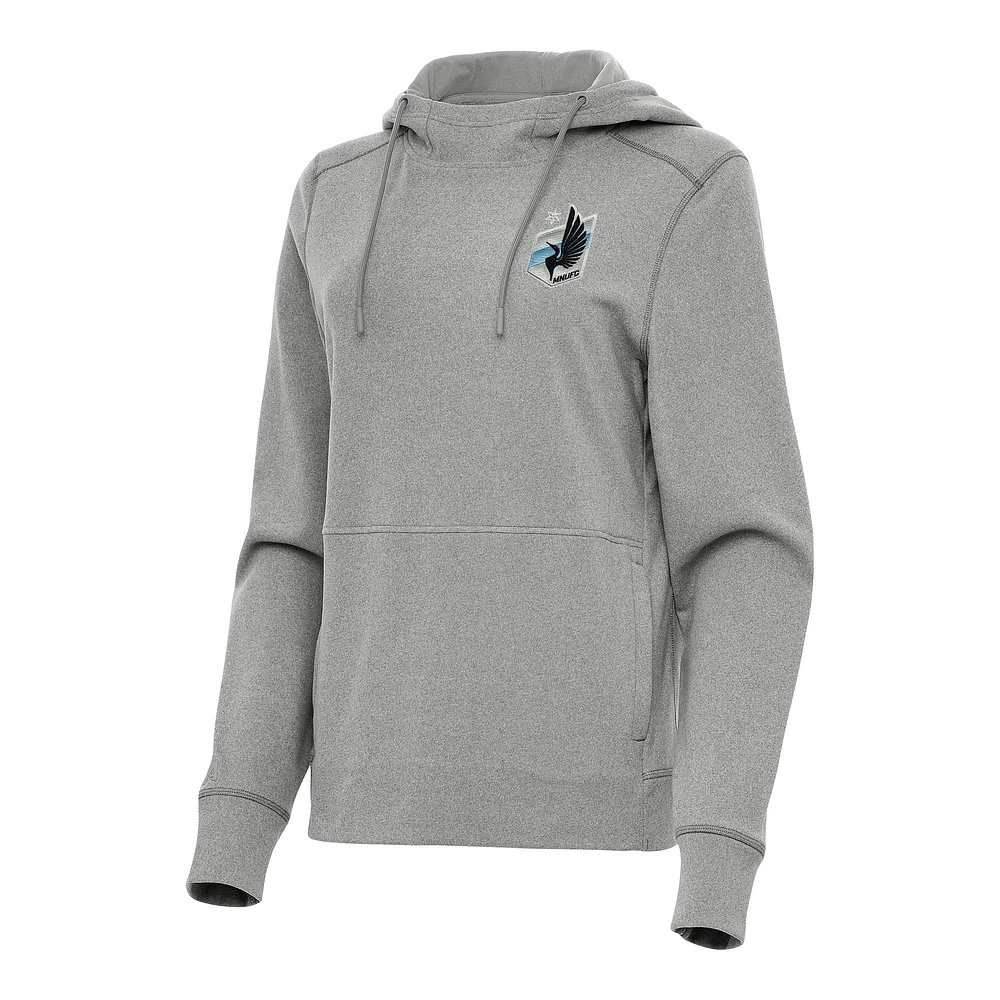 Women's Antigua Heather Gray Minnesota United FC Justice Pullover Hoodie