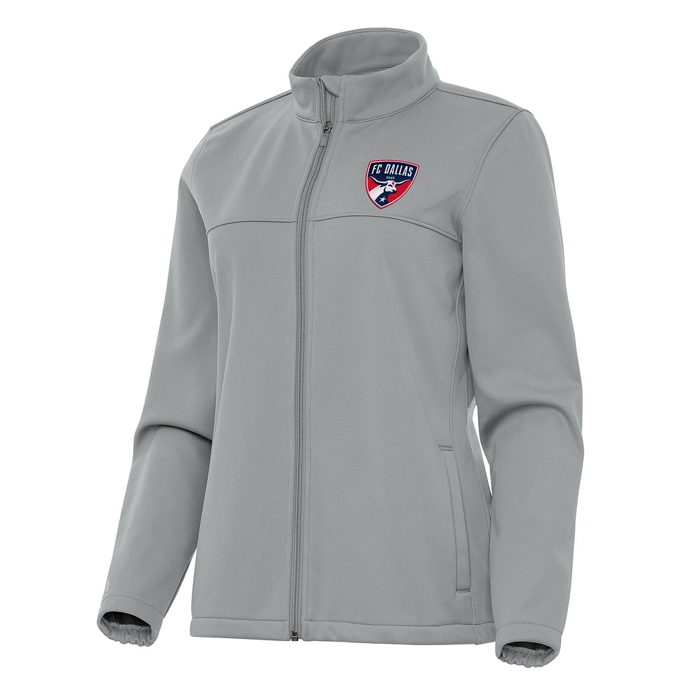 Women's Antigua Gray FC Dallas Links 2 Full-Zip Golf Jacket