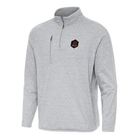 Men's Antigua Heather Gray Houston Dynamo FC Certain Tri-Blend Quarter-Zip Jacket