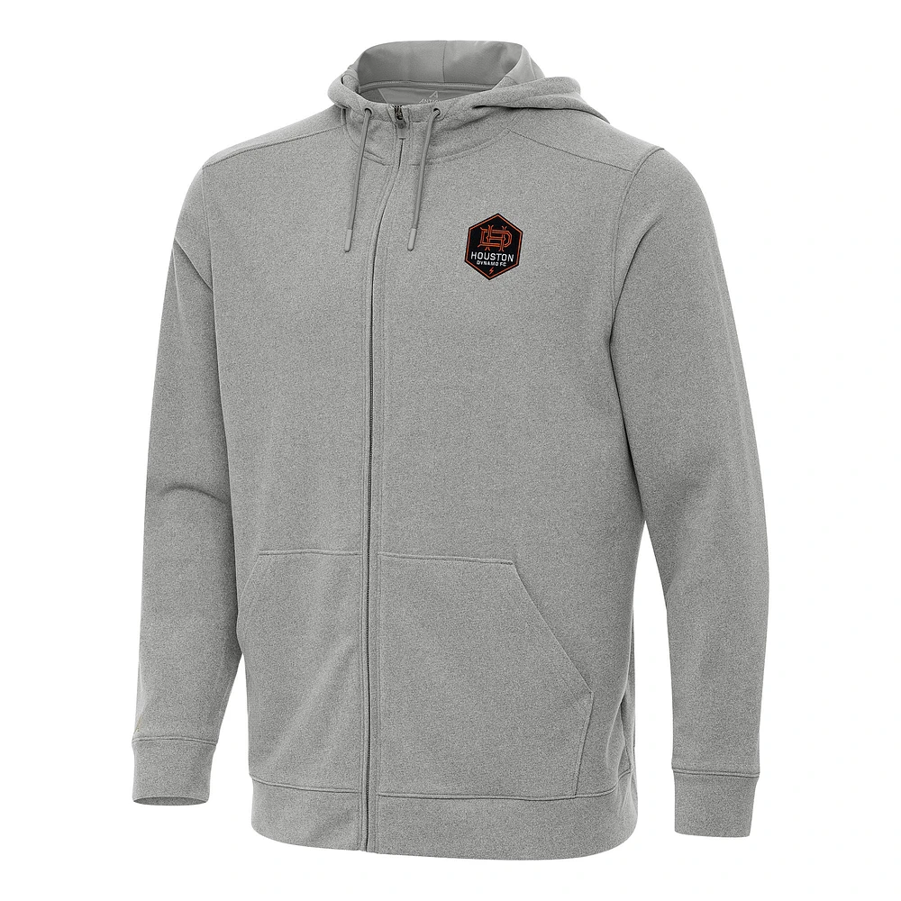 Men's Antigua Heather Gray Houston Dynamo FC Effortless Full-Zip Hoodie