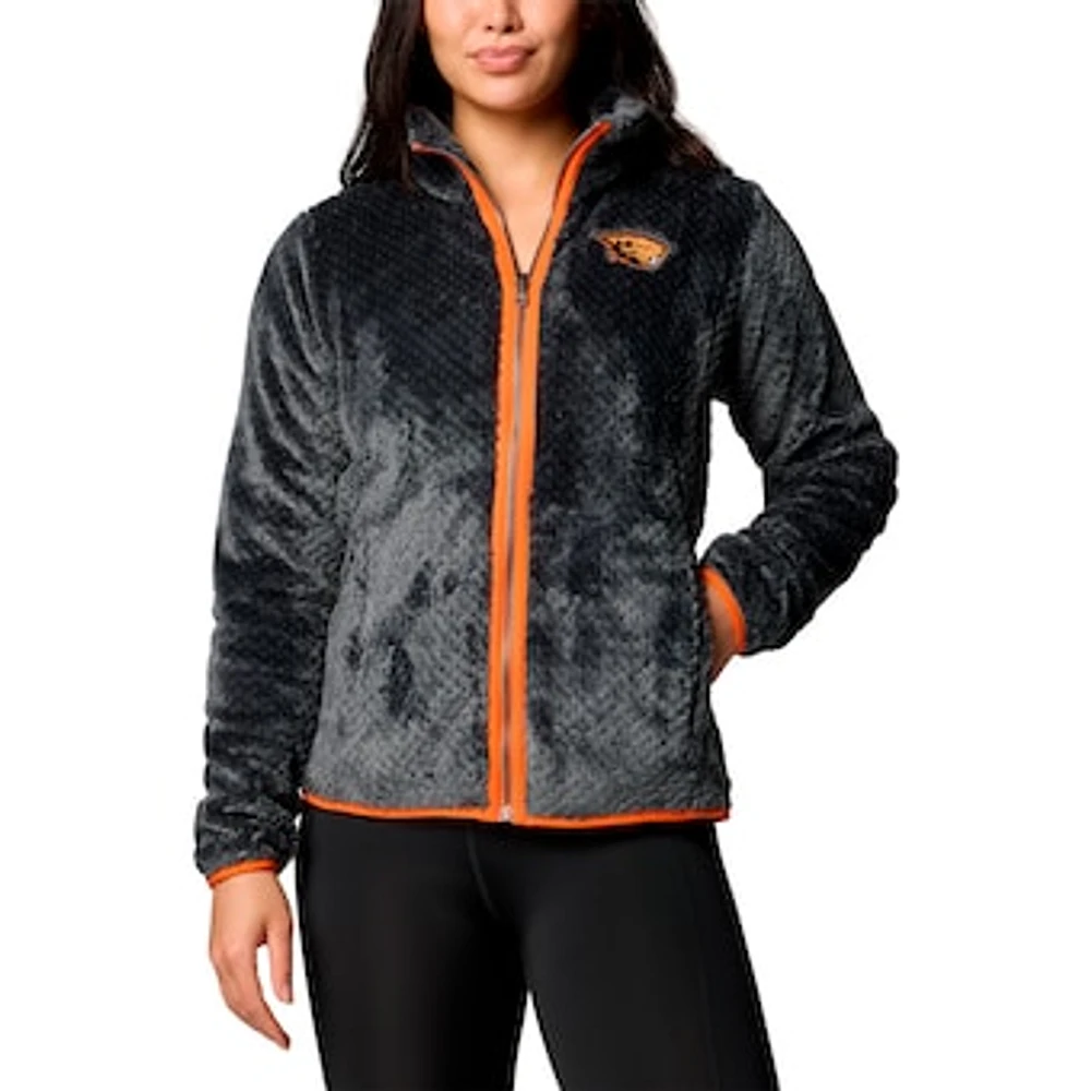 Women's Columbia  Black Oregon State Beavers Fireside II Sherpa Full-Zip Jacket