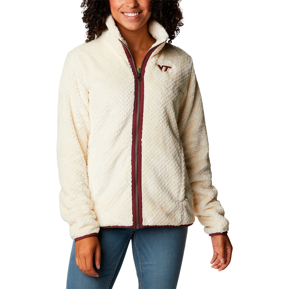 Women's Columbia  Cream Virginia Tech Hokies Fireside II Sherpa Full-Zip Jacket