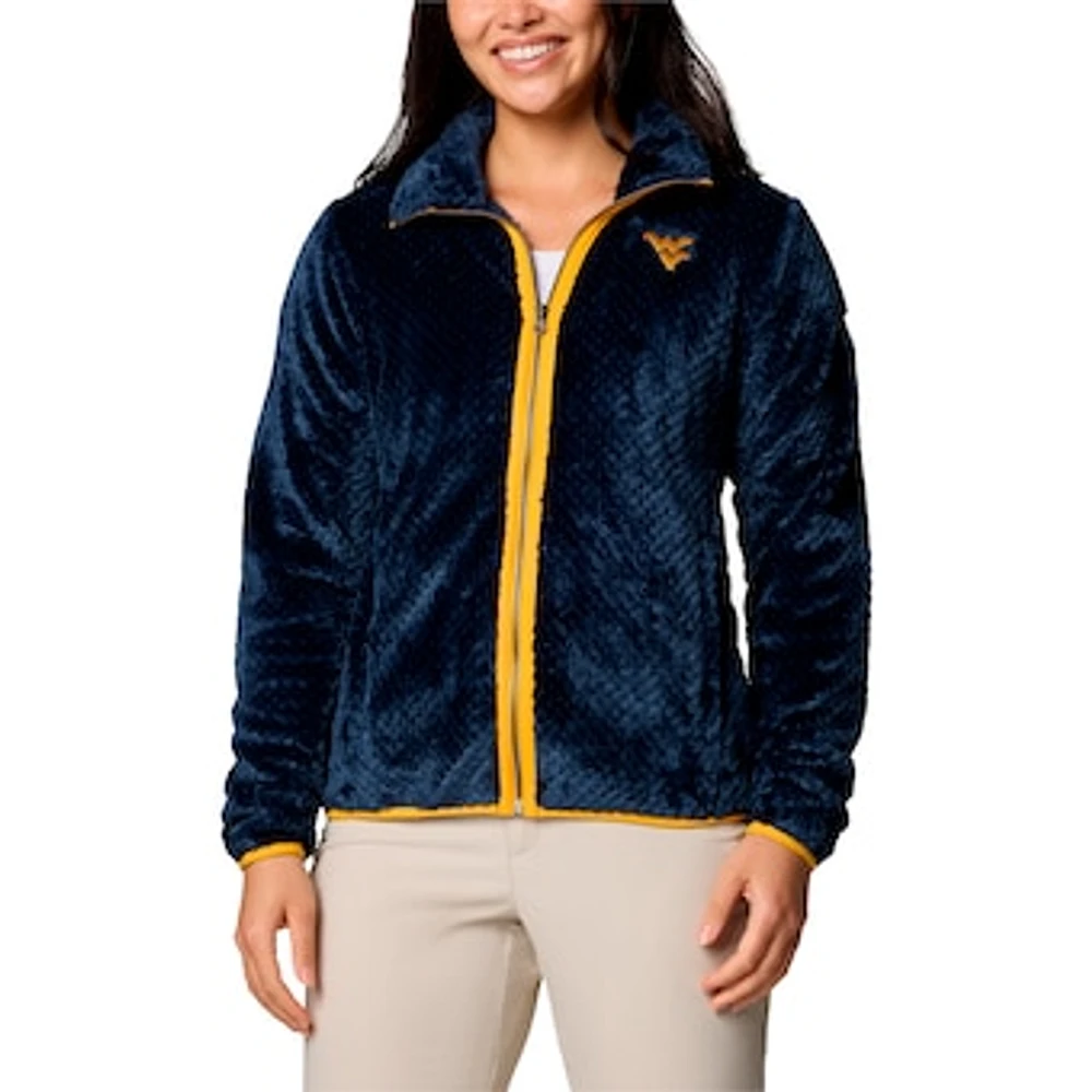 Women's Columbia  Navy West Virginia Mountaineers Fireside II Sherpa Full-Zip Jacket