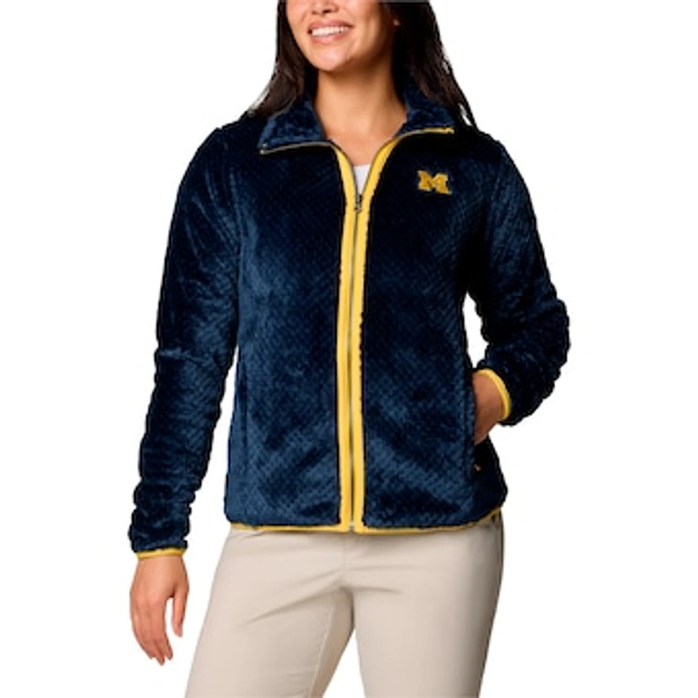 Women's Columbia  Navy Michigan Wolverines Fireside II Sherpa Full-Zip Jacket