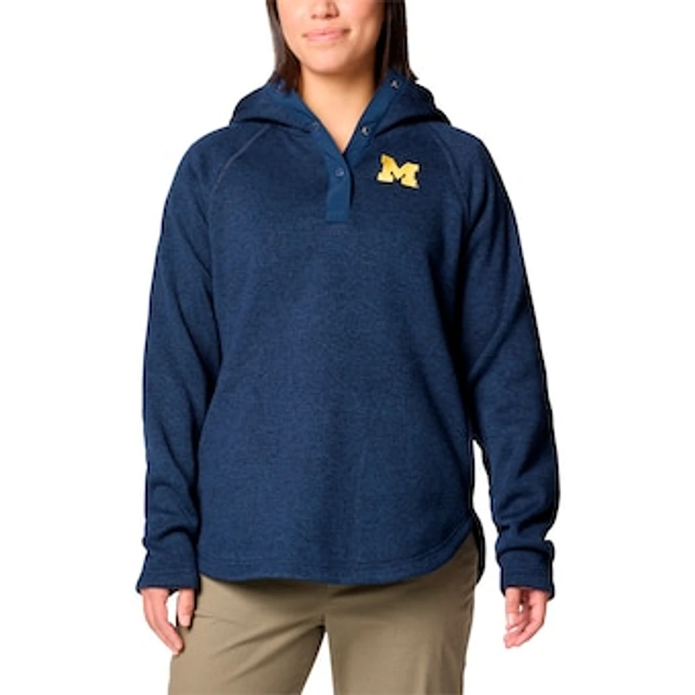 Women's Columbia Navy Michigan Wolverines Sweater Weather Fleece Lined Pullover Hoodie