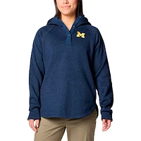 Women's Columbia Navy Michigan Wolverines Sweater Weather Fleece Lined Pullover Hoodie