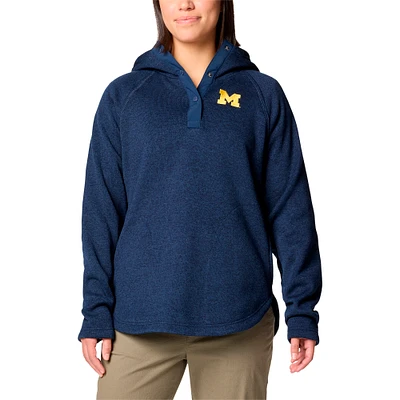 Women's Columbia Navy Michigan Wolverines Sweater Weather Fleece Lined Pullover Hoodie