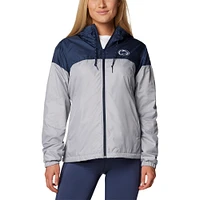 Women's Columbia Navy/Gray Penn State Nittany Lions Flash Forward Full-Zip Hoodie Windbreaker Jacket