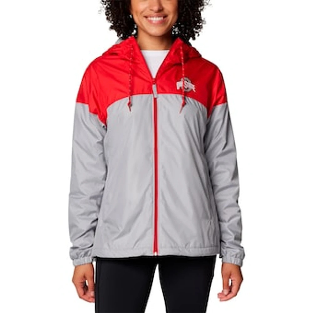 Women's Columbia Scarlet/Gray Ohio State Buckeyes Flash Forward Full-Zip Hoodie Windbreaker Jacket