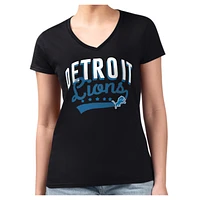 Women's G-III 4Her by Carl Banks  Black Detroit Lions Filigree Team Fitted V-Neck T-Shirt