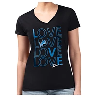 Women's G-III 4Her by Carl Banks  Black Detroit Lions Large Love Team Fitted V-Neck T-Shirt