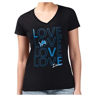 Women's G-III 4Her by Carl Banks  Black Detroit Lions Large Love Team Fitted V-Neck T-Shirt