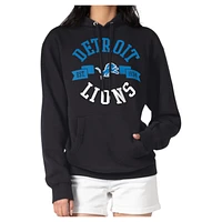Women's G-III 4Her by Carl Banks Black Detroit Lions Round Team Logo Fleece Tri-Blend Pullover Hoodie