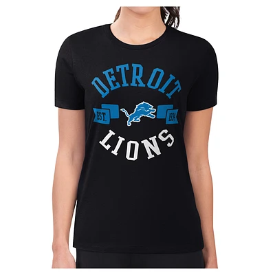 Women's G-III 4Her by Carl Banks  Black Detroit Lions Round Team Fitted T-Shirt