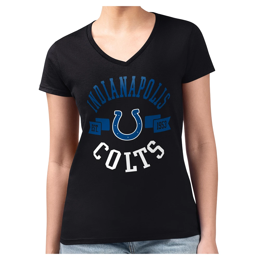 Women's G-III 4Her by Carl Banks Black Indianapolis Colts Round Team Fitted V-Neck T-Shirt