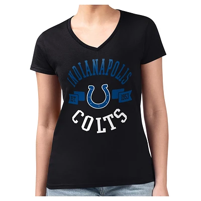 Women's G-III 4Her by Carl Banks  Black Indianapolis Colts Round Team Fitted V-Neck T-Shirt