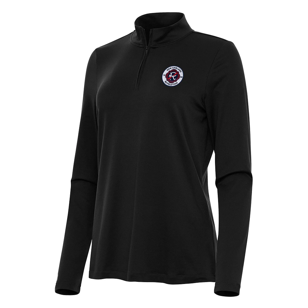 Women's Antigua Black New England Revolution Reprocess Quarter-Zip Jacket