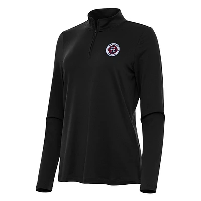 Women's Antigua Black New England Revolution Reprocess Quarter-Zip Jacket
