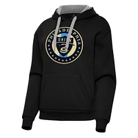 Women's Antigua Black Philadelphia Union Victory Pullover Hoodie