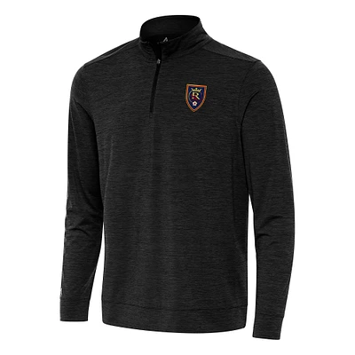 Men's Antigua Heather Black Real Salt Lake Bright Quarter-Zip Top