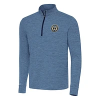 Men's Antigua Heather Navy/Blue Philadelphia Union Cause Quarter-Zip Top