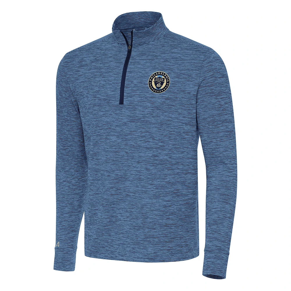 Men's Antigua Heather Navy/Blue Philadelphia Union Cause Quarter-Zip Top