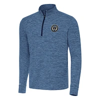 Men's Antigua Heather Navy/Blue Philadelphia Union Cause Quarter-Zip Top
