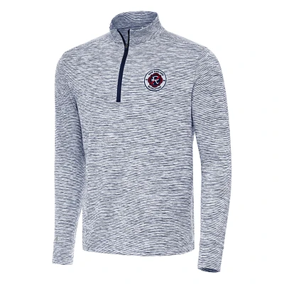 Men's Antigua Heather Navy/ New England Revolution Cause Quarter-Zip Top