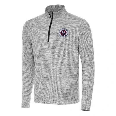 Men's Antigua Heather Charcoal/White New England Revolution Cause Quarter-Zip Top