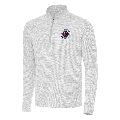 Men's Antigua Heather Gray/White New England Revolution Cause Quarter-Zip Top