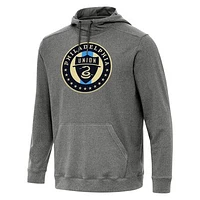 Men's Antigua  Heather Black Philadelphia Union Cloud Pullover Hoodie
