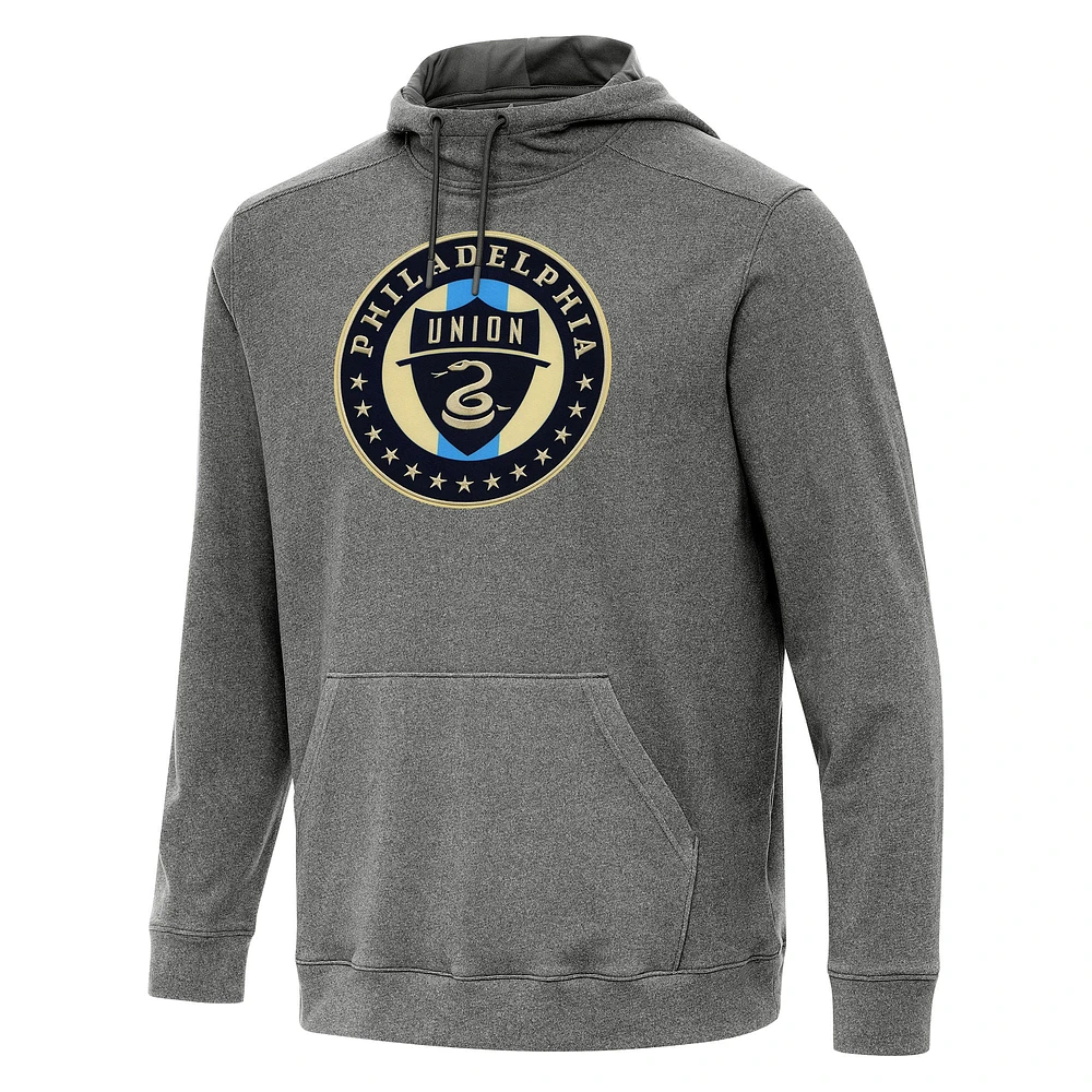 Men's Antigua Heather Black Philadelphia Union Cloud Pullover Hoodie