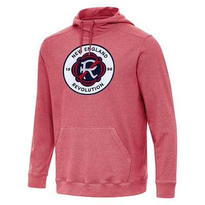 Men's Antigua Heather New England Revolution Cloud Pullover Hoodie
