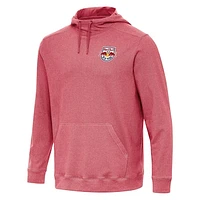 Men's Antigua Heather Red New York Bulls Cloud Pullover Hoodie