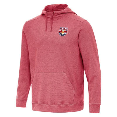 Men's Antigua Heather Red New York Bulls Cloud Pullover Hoodie