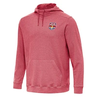 Men's Antigua Heather Red New York Bulls Cloud Pullover Hoodie