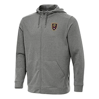 Men's Antigua Heather Real Salt Lake Effortless Full-Zip Hoodie