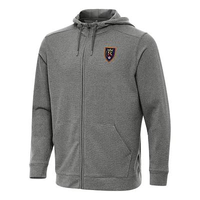 Men's Antigua Heather Real Salt Lake Effortless Full-Zip Hoodie