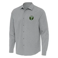 Men's Antigua Gray Portland Timbers Exposure Woven Long Sleeve Button-Up Shirt