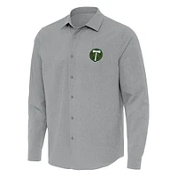 Men's Antigua Gray Portland Timbers Exposure Woven Long Sleeve Button-Up Shirt