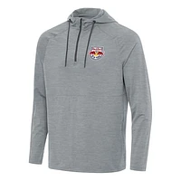 Men's Antigua Heather Gray New York Red Bulls Spikes Raglan Quarter-Zip Hoodie