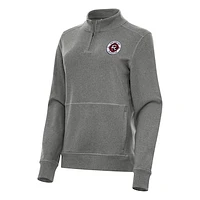 Women's Antigua Heather Black New England Revolution Crush Quarter-Zip Top