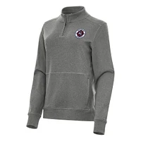 Women's Antigua Heather Black New England Revolution Crush Quarter-Zip Top