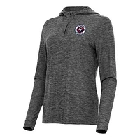 Women's Antigua Heather New England Revolution Daybreak Quarter-Zip Hoodie