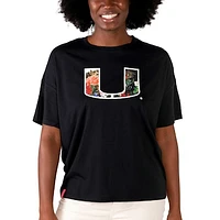 Women's Lusso  Black Miami Hurricanes Floral Crop Top