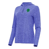 Women's Antigua Heather Blue Seattle Sounders FC Daybreak Quarter-Zip Hoodie