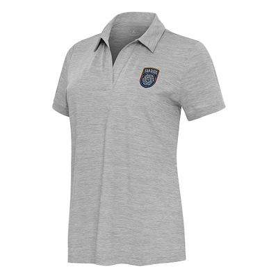 Women's Antigua Heather Gray San Diego FC Layout V-Neck Polo