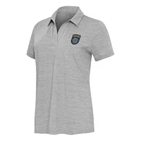 Women's Antigua Heather Gray San Diego FC Layout V-Neck Polo